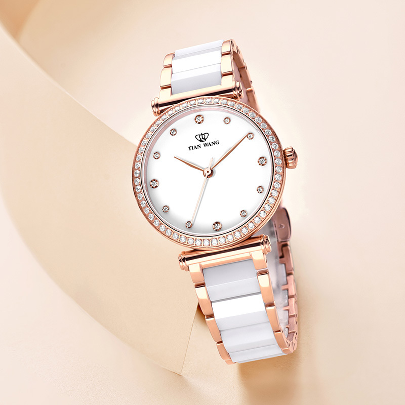 天王表手表女士手表时尚潮流陶瓷带满天星女表送女友礼物ls31044