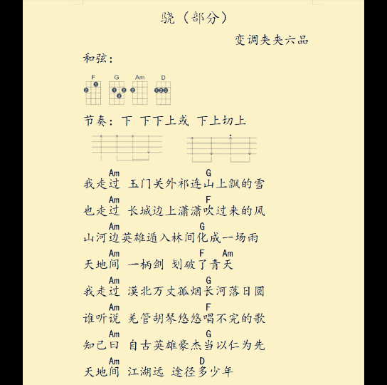 骁尤克里里简谱分享