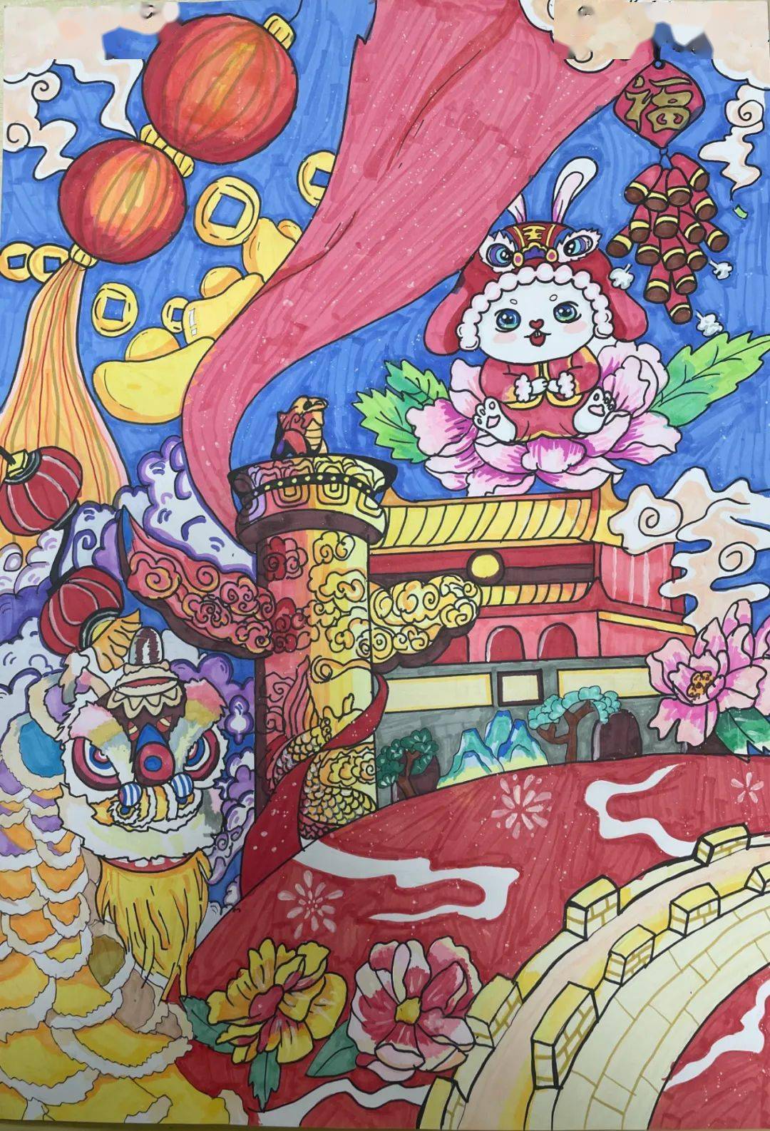 【我们的节日·春节】"福兔迎新春 欢喜过大年"绘画作品展_文化_金奖