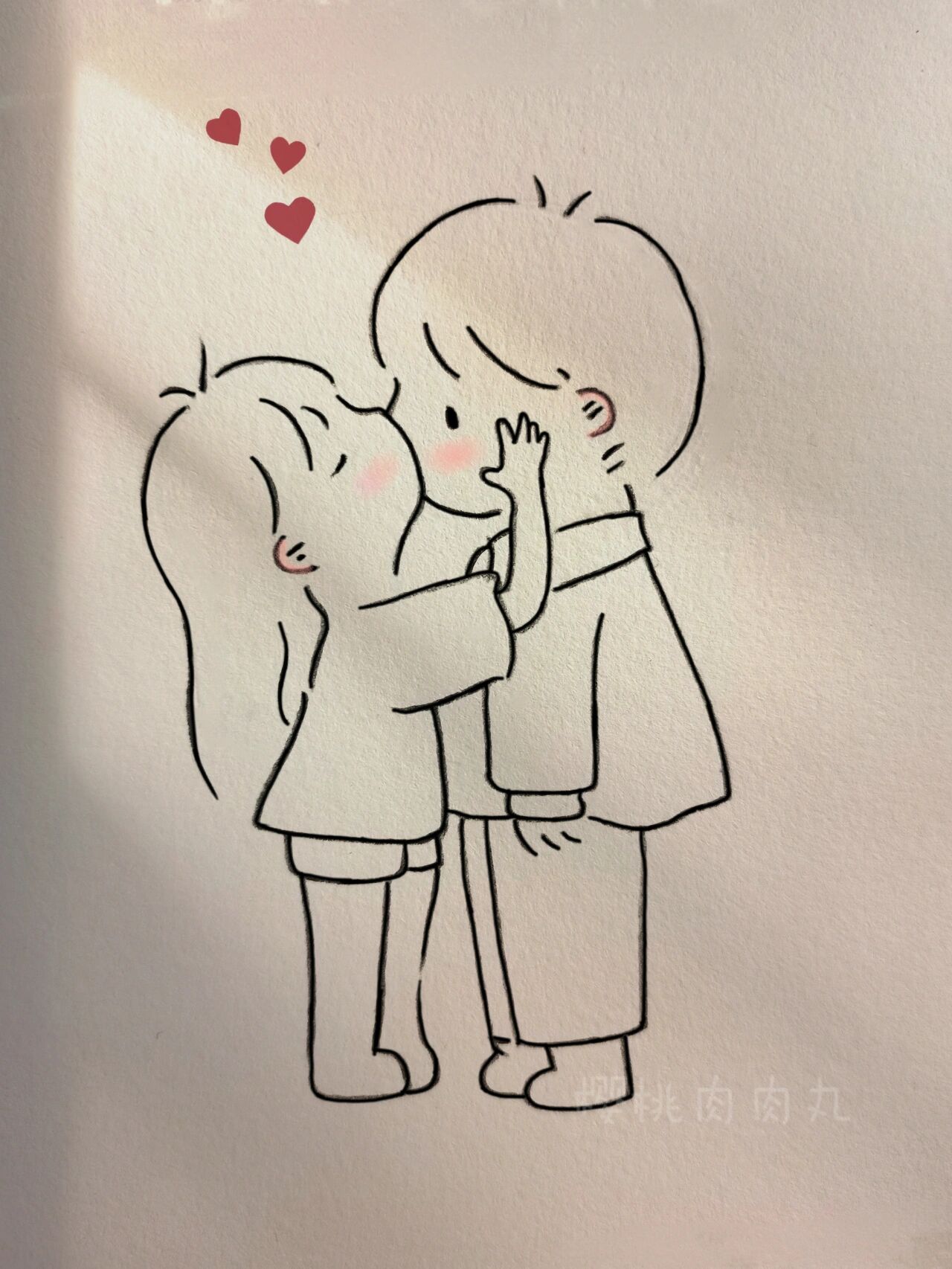 今日简笔画‖情侣瞬间(内有教程🍒) 我也想一爱三五年 然后听你跟我