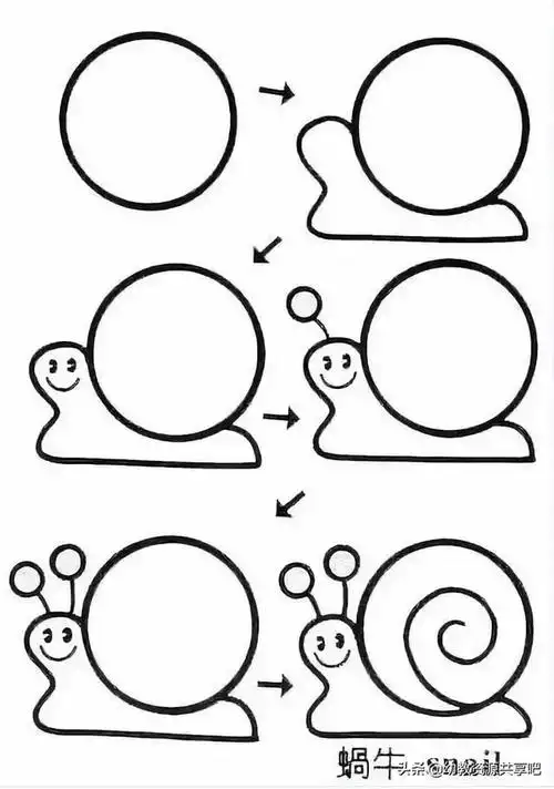 「简笔画」蜗牛怎么画?蜗牛简笔画绘画教程图解步骤