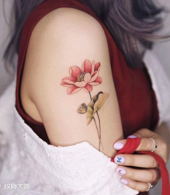 大臂莲花_纹身图案手稿图片_王英俊的纹身作品集