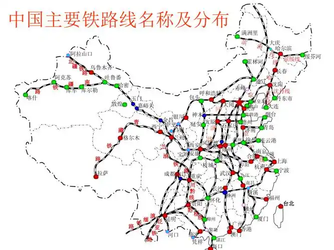 中国铁路营业线路图动态示意图