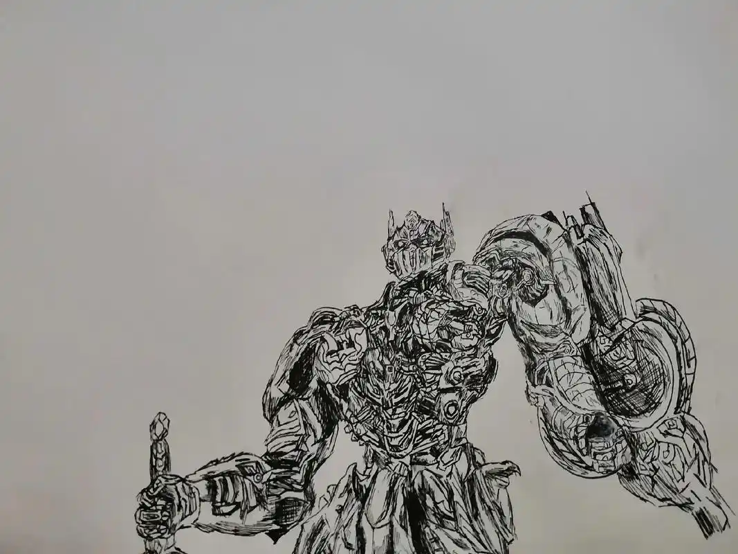 变形金刚.我教大家画擎天柱#变形金刚 #素描 - 抖音