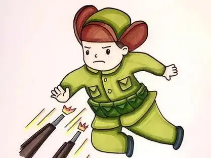 红军战士拿着手枪怎么简笔画-抖音