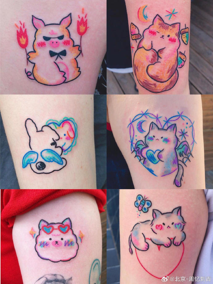 今日纹身图案分享    彩色小图纹身    #个性纹身##纹身分享##纹身