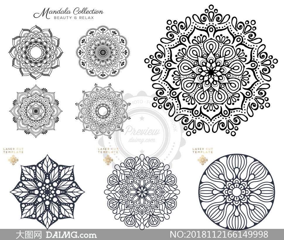 几何中心对称效果花纹图案矢量素材