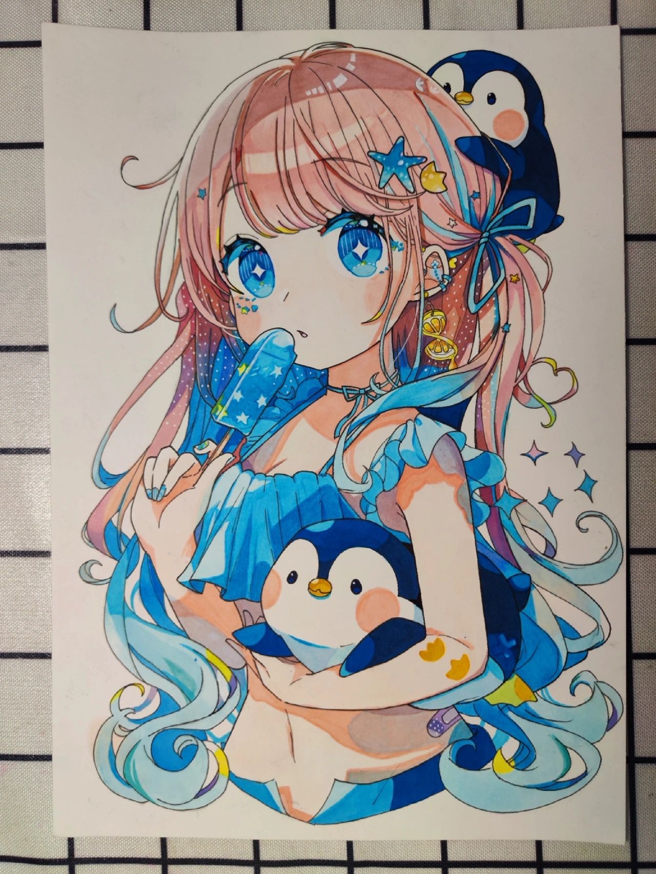 有事过段时间再继续更新了… 	 #马克笔手绘 #美少女手绘