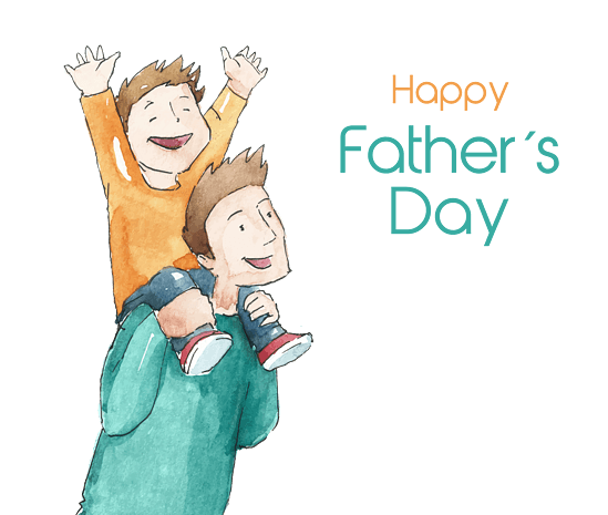 矢量卡通水彩父亲节父子素材