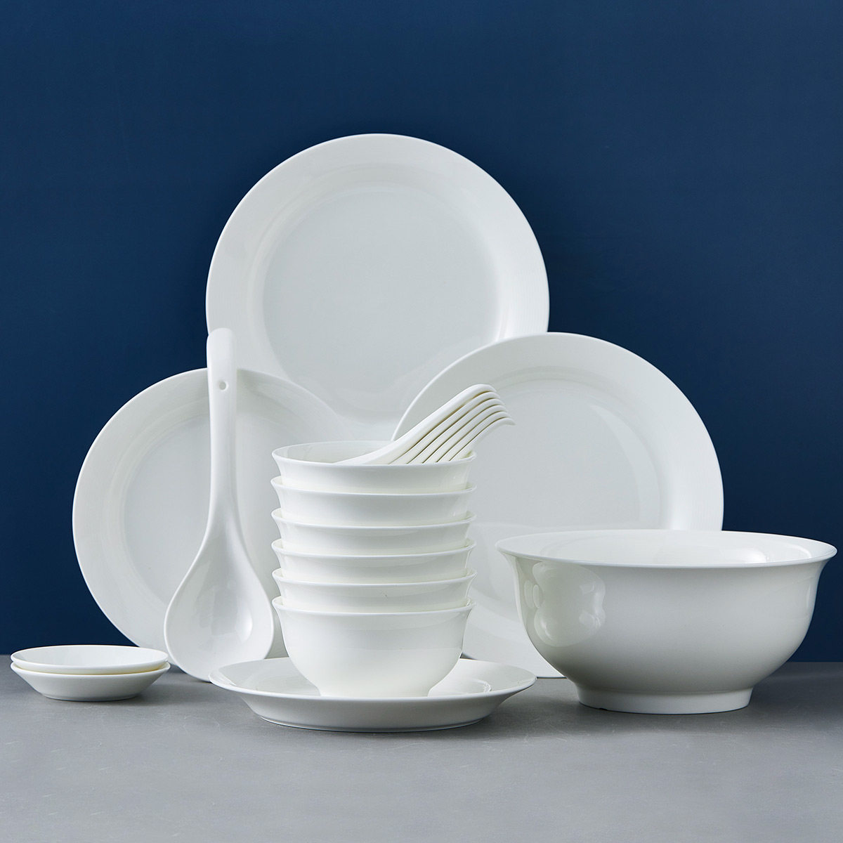 套装松发陶瓷碗碟家用简约白瓷餐具瓷碗吃饭餐具瓷器套装