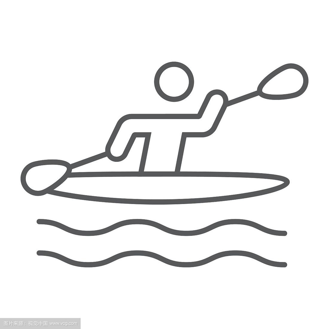 男子皮划艇细线运动和划艇图标