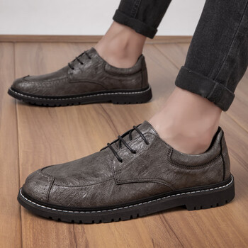 皮鞋男韩版软面皮鞋子秋季潮流青年英伦小皮鞋男士软底豆豆鞋灰色42