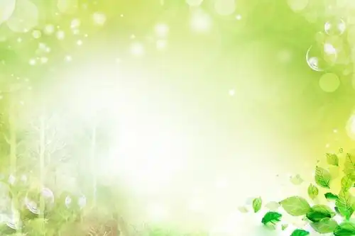 绿色光晕水彩叶子ppt背景图片