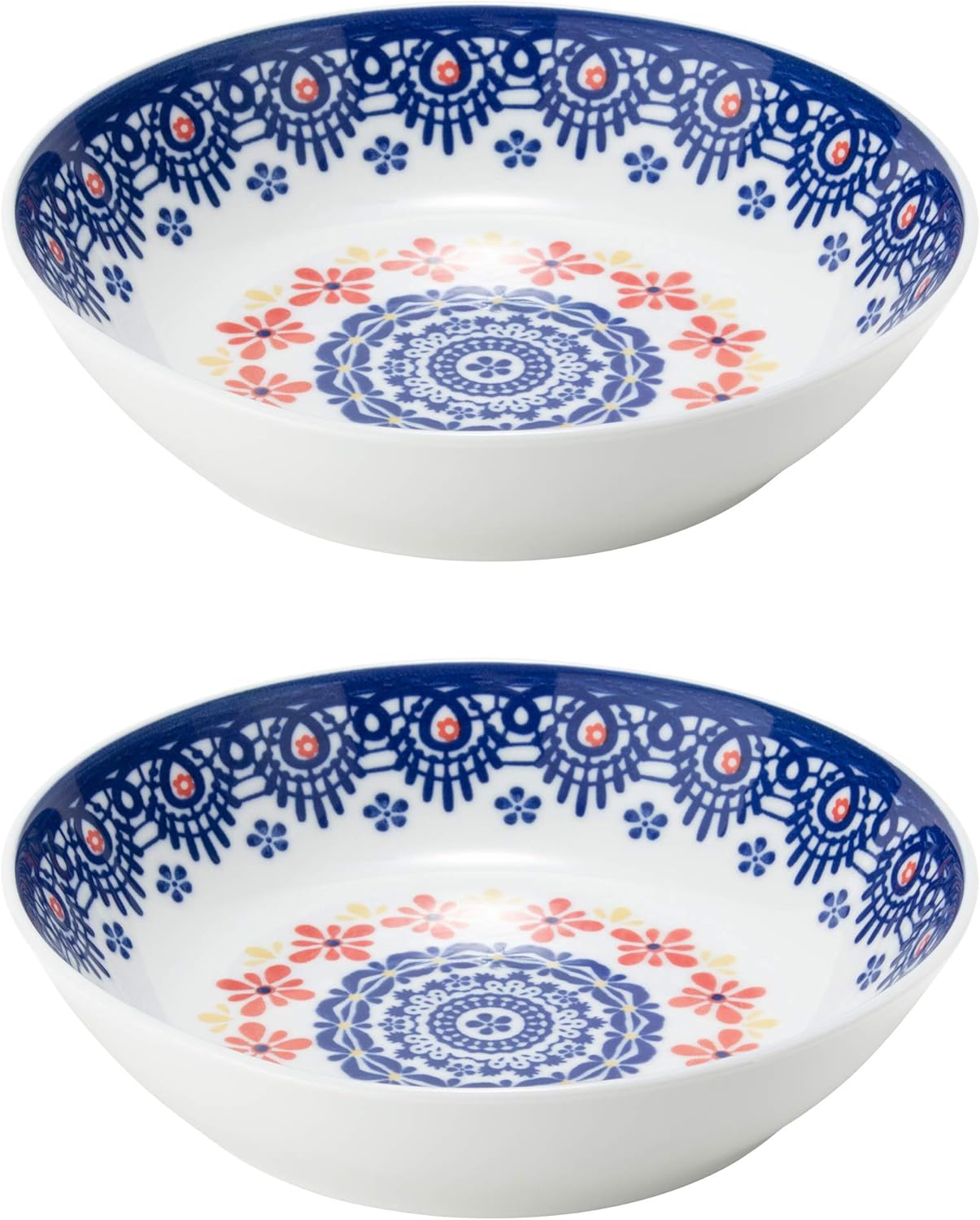 narumi 鸣海 餐盘 盘子 组合装 花纹花边 蓝色 直径20cm 2件装 咖喱&