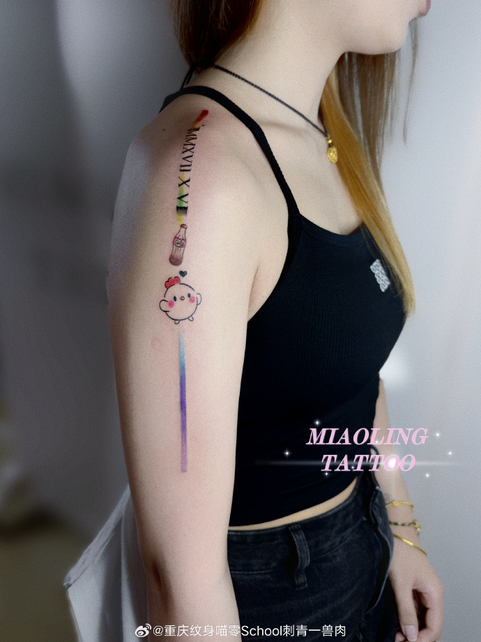 刺青##miaolingtattoo##重庆女纹身##小清新纹身##线条纹身##彩虹线