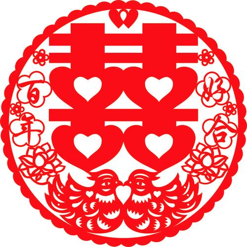 华艺阁 结婚喜字窗花窗纸 无纺布喜窗贴剪纸 鸳鸯双喜图 婚房装饰