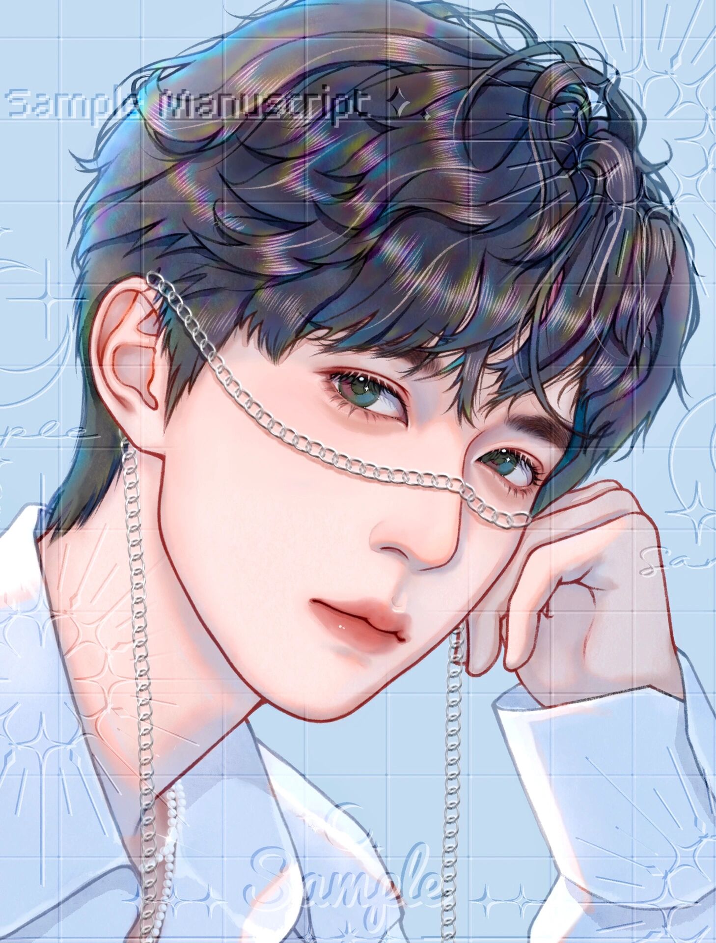 画画小珍珠贺峻霖 之前刷到小贺珍珠造型有粉p上了脸链 有被惊艳到 无