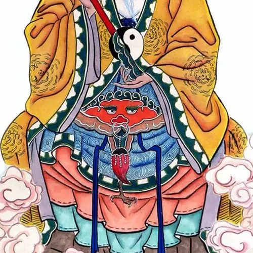 太清道德天尊画像挂画 道教太上老君神像画丝绸卷轴画 道场装饰画