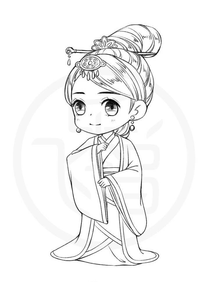 超可爱古风小姑娘简笔画q版人物简笔画古风古风q版贵妇简笔画可以怎么