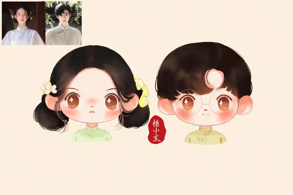 q版情头 || 民国系列.#procreate绘画 #q版人 - 抖音