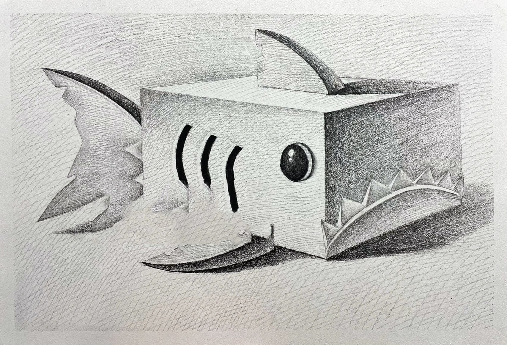 可以画一些创意几何造型提高兴趣       素描