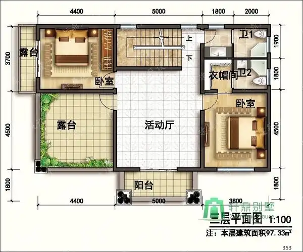 13x10米三层别墅设计图,带效果图, - 轩鼎房屋图纸