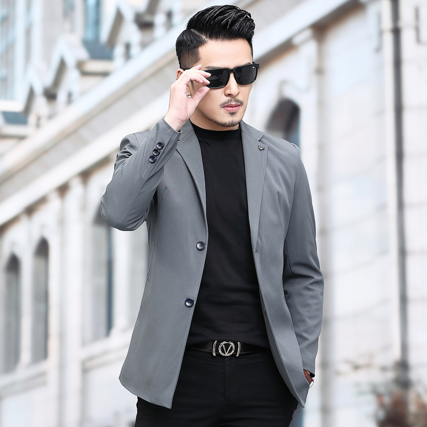 春秋中式休闲西服男薄款单件新款男士上身西装痞帅单西便服外套潮