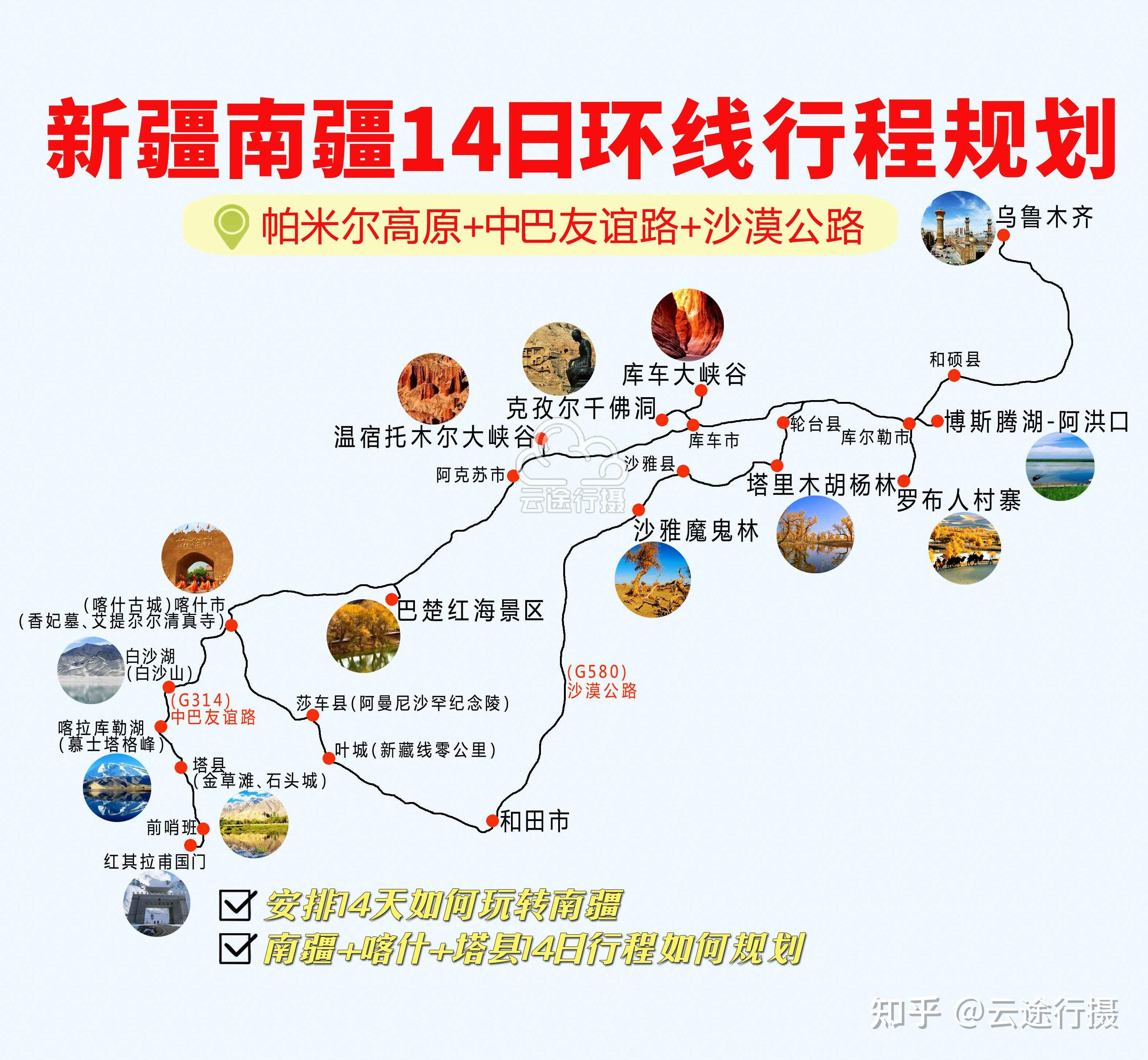 新疆南疆14日环线旅游攻略路线图原创沙漠公路南疆胡杨林喀什帕米尔
