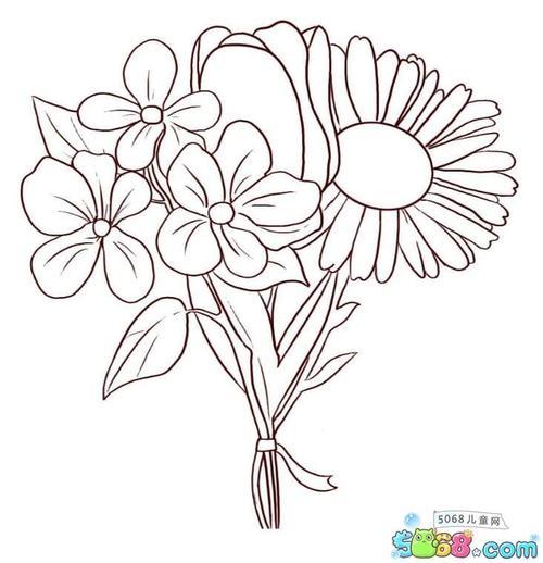 花卉简笔画作品之一束美丽的鲜花