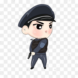 卡通手绘可爱特警小哥哥