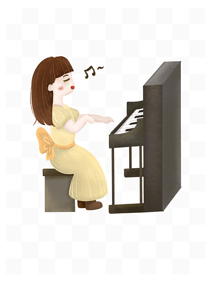 弹钢琴素材