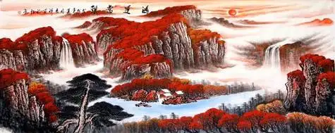 孙吉祥老师国画小八尺鸿运当头山水作品国画鸿运当头 刘燕姣手绘风水