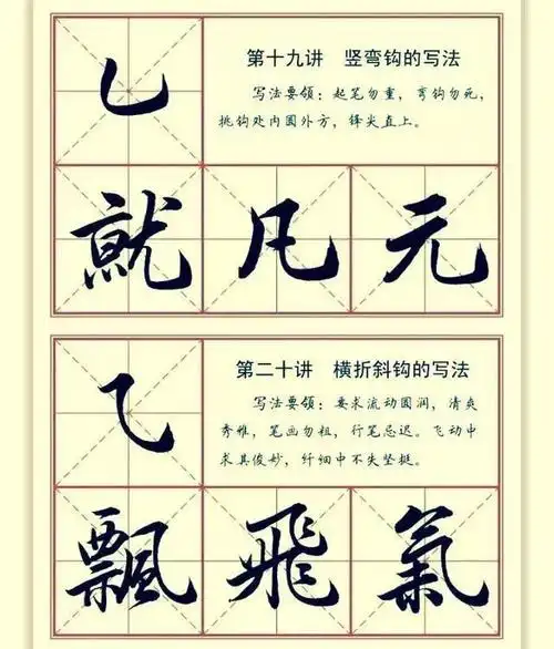 行书笔画部首字帖毛笔字书写技巧