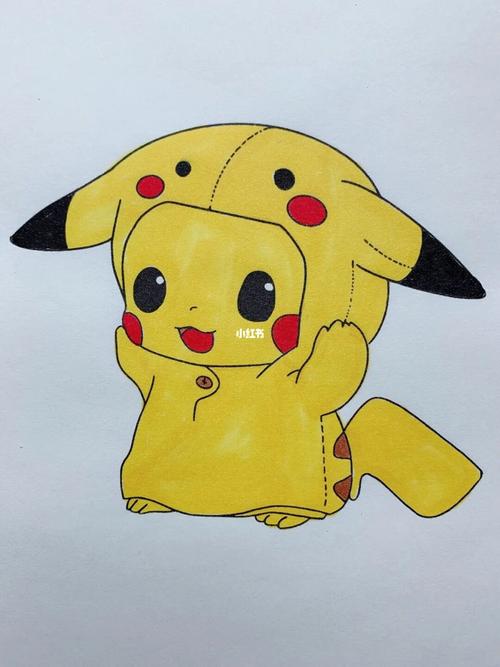 皮卡丘彩铅上色简笔画