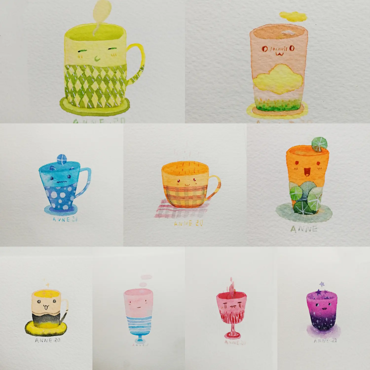 绘画记录水彩涂鸦小杯子