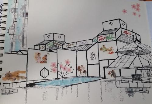 苏州博物馆的简笔画