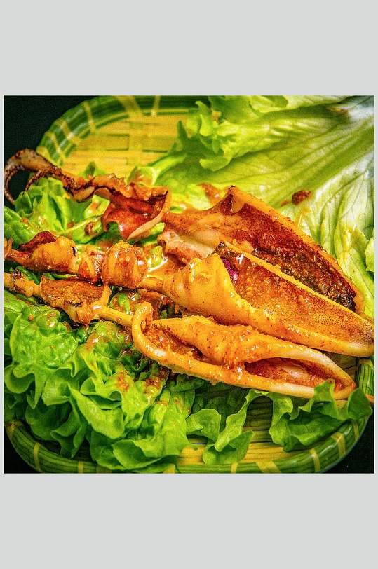 烤鱿鱼炸串烧烤美食图片