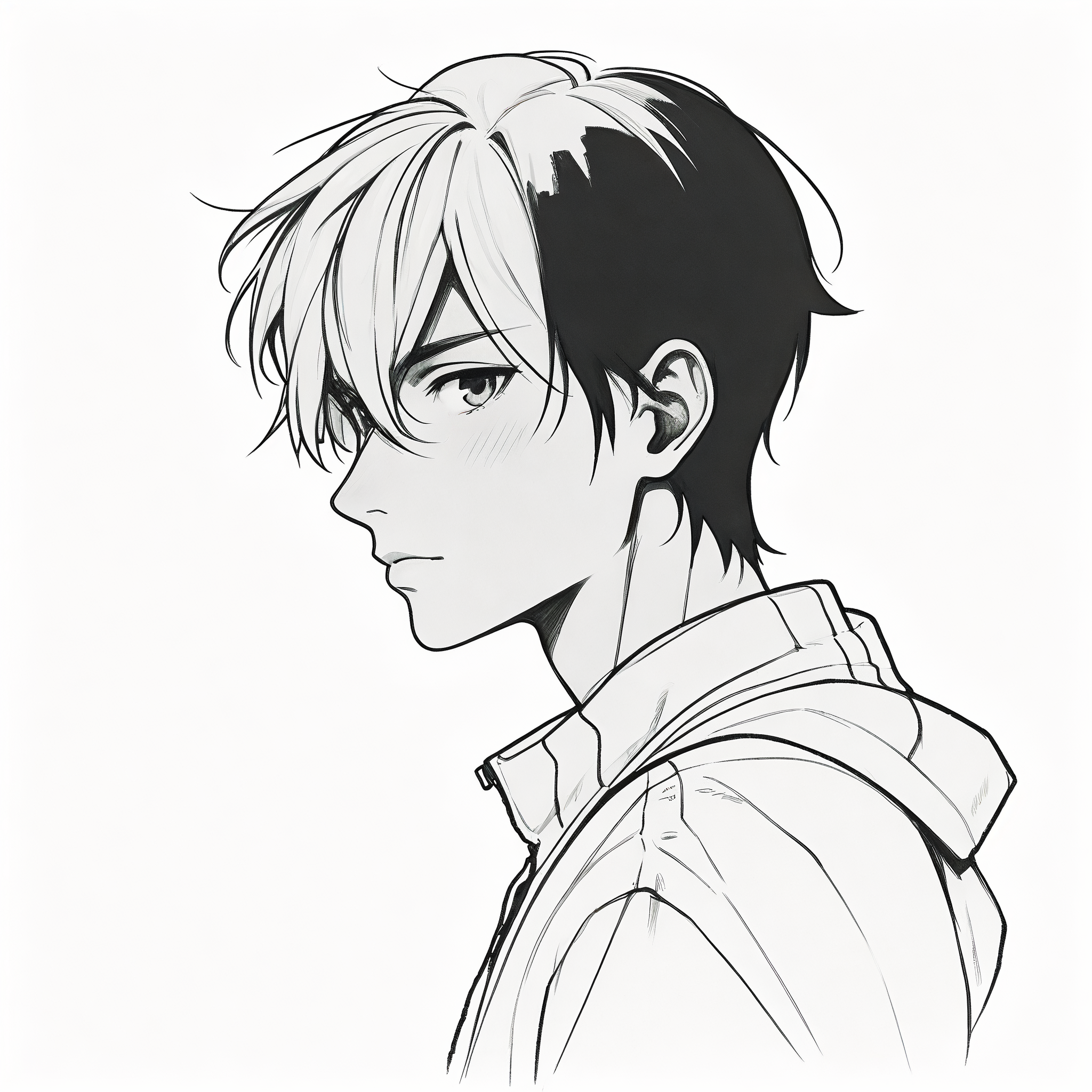 96 男生侧脸黑白素描头像 94