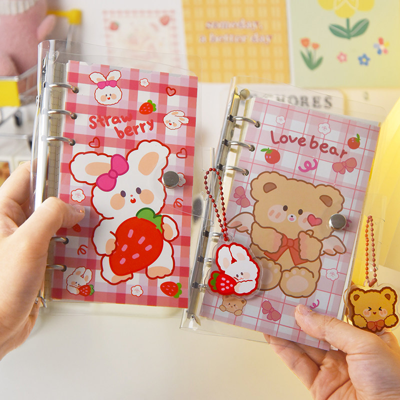 三年二班活页手账本高颜值手帐本可爱少女心透明软壳手杖笔记本子