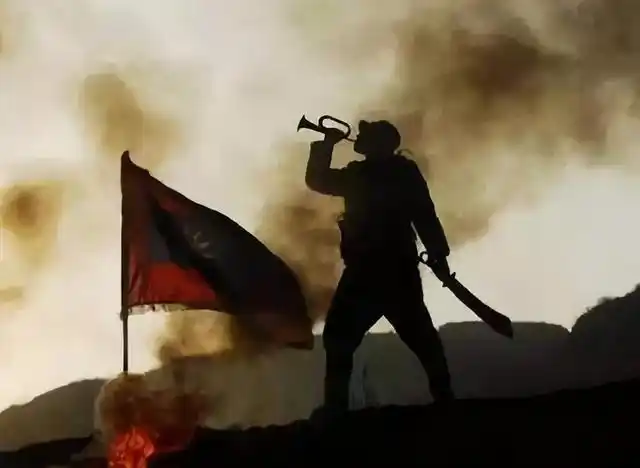 李安甫停止吹号,按照连长指示照做,连长说道:"你还想冒着敌人的枪林