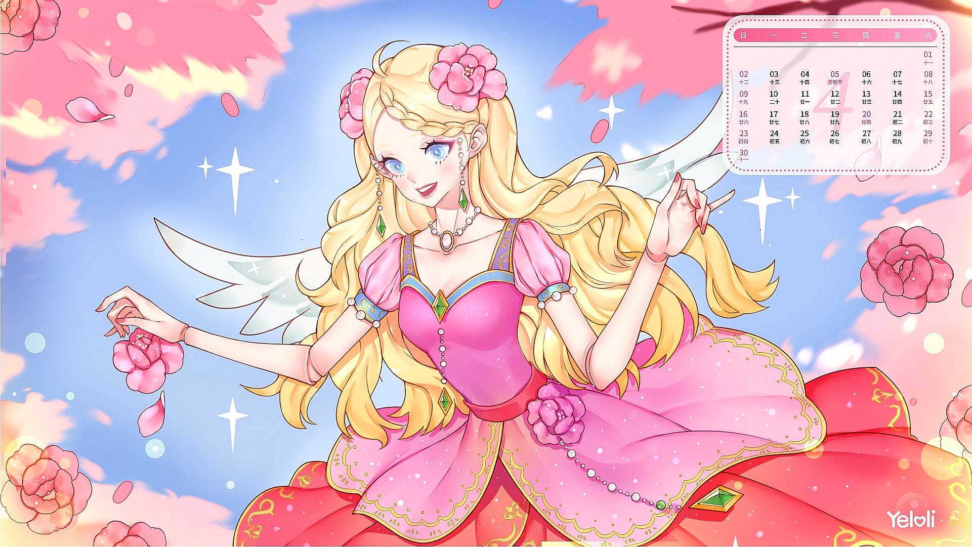 灵公主成为了叶罗丽4月份的壁纸担当,她在万紫千红的花丛中,翩翩起舞