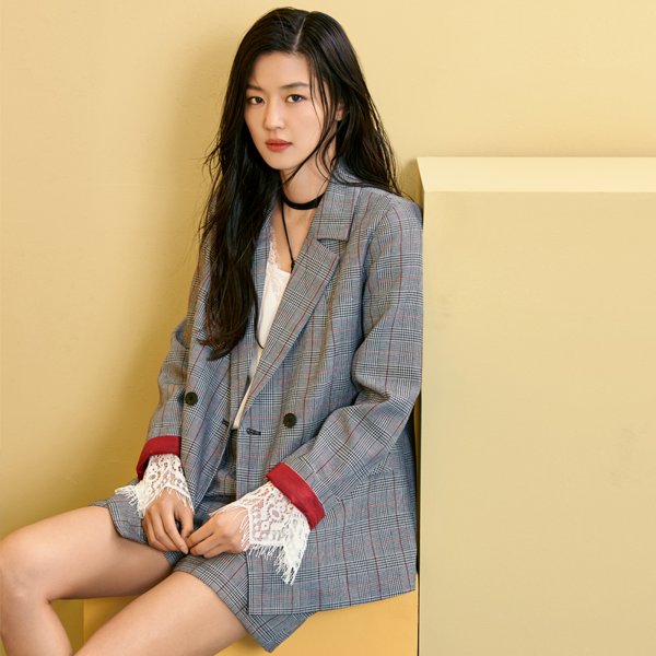 韩都衣舍全智贤明星同款2018春装新款长袖时尚套装女ig8011侥