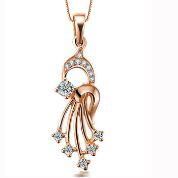 zocai佐卡伊16分玫瑰金钻石吊坠凤舞九天 钻石坠子 送给最亲的女人