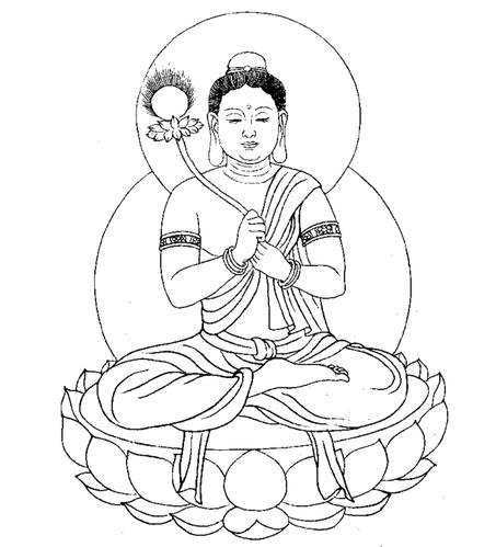 虚空藏菩萨简笔画矢量图