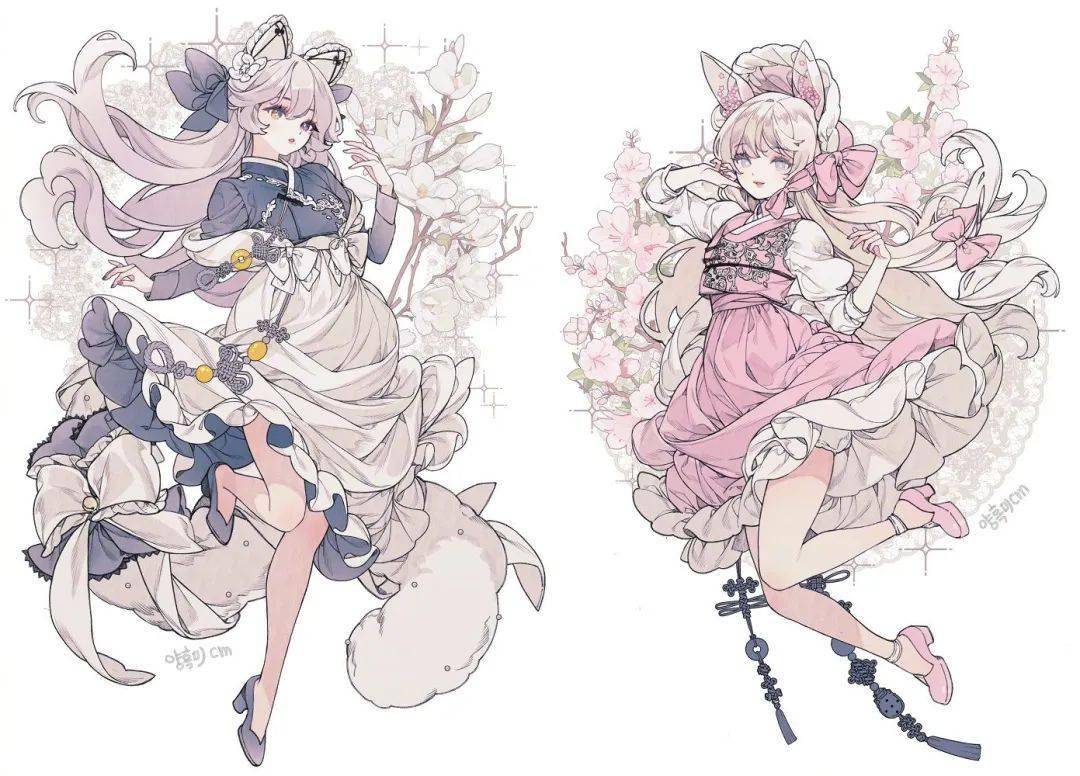 动漫少女华丽礼服服饰设计素材分享~-服装服装时装画/手绘技巧-cfw