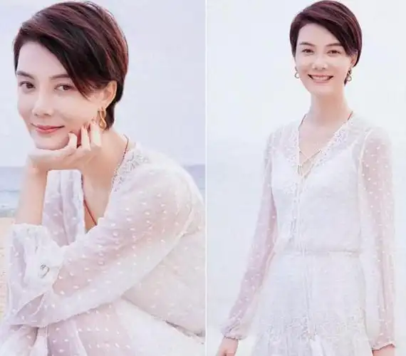 车晓短发生活照(40岁车晓穿吊带拍美照)(3)