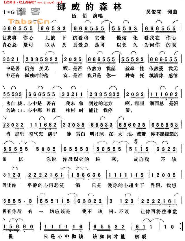 《挪威的森林》简谱