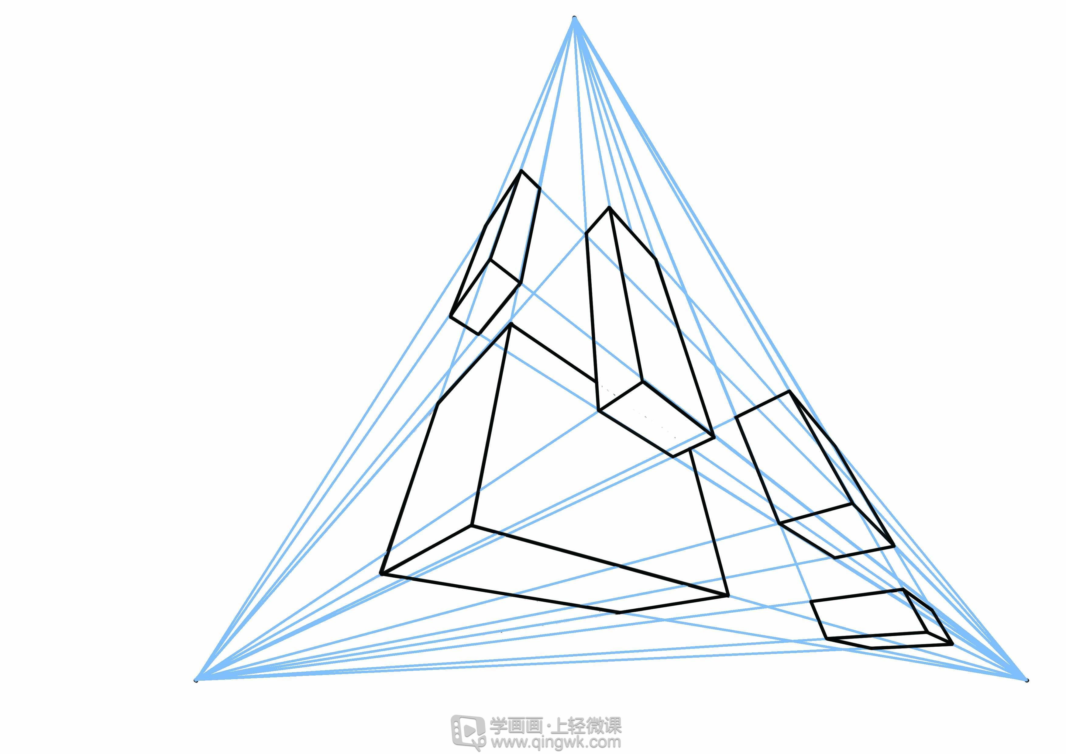 临摹三点透视方块美术基础三点透视的练习