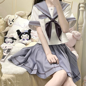 月野家水手服春夏新款jk制服套装短袖衬衫女长袖学院风百褶裙大码