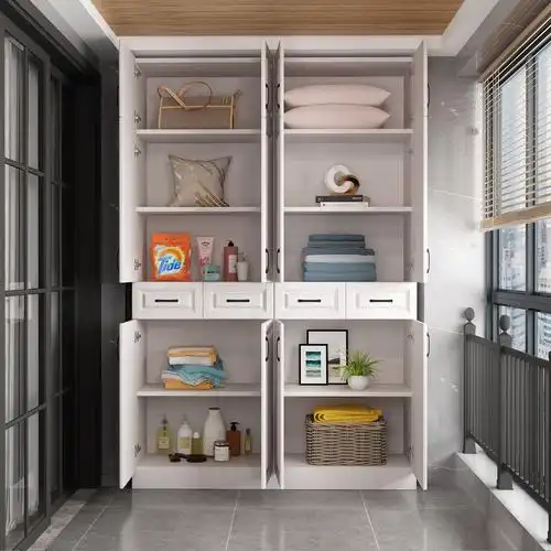 阳台储物柜防水防晒靠墙收纳置物柜鞋柜大容量杂物柜子定制飘窗柜